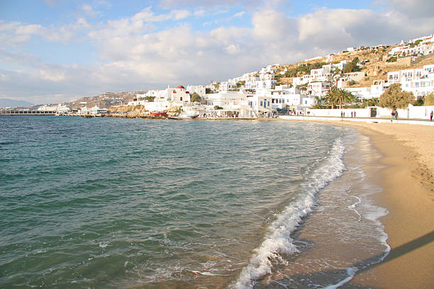 istock Beautiful sand beach, Mykonos town, Cyclades, Greece. 523412209