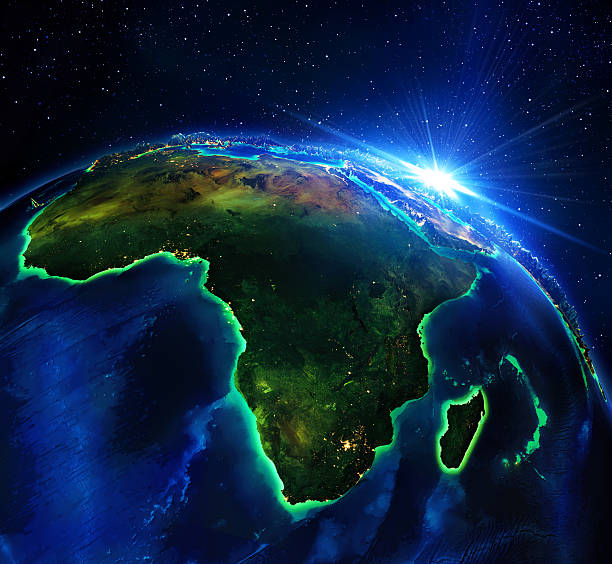 land area in Africa, the night Africa, elements of this image furnished by NASA africa map stock pictures, royalty-free photos & images