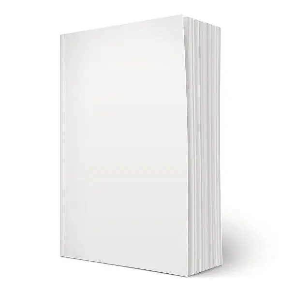 Vector illustration of Blank vertical softcover book template with pages.