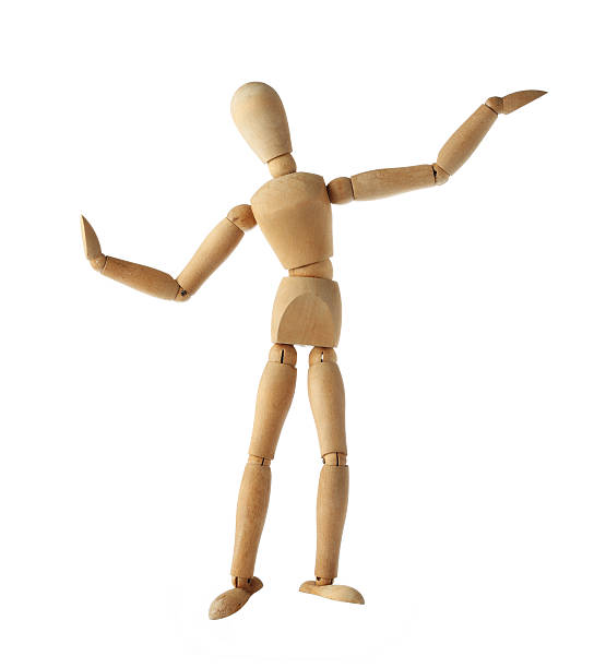 mannequin old wooden dummy dancing thai style isolated on white