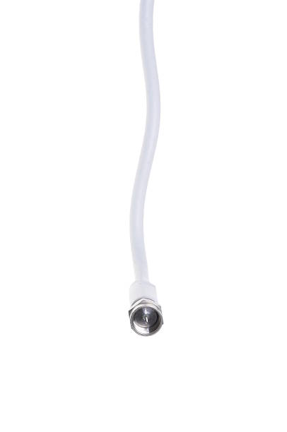 istock Coaxial tv cable with F connector close up 523429341