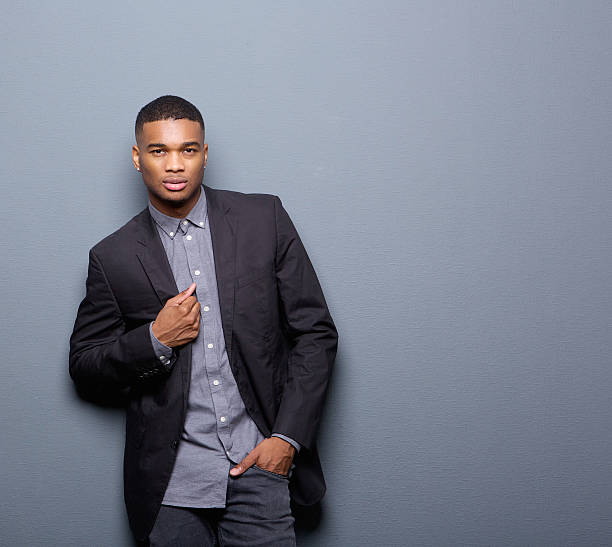 istock Cool african american man with black business jacket 523432179