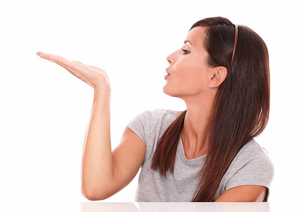 istock Friendly female blowing to her right 523432905