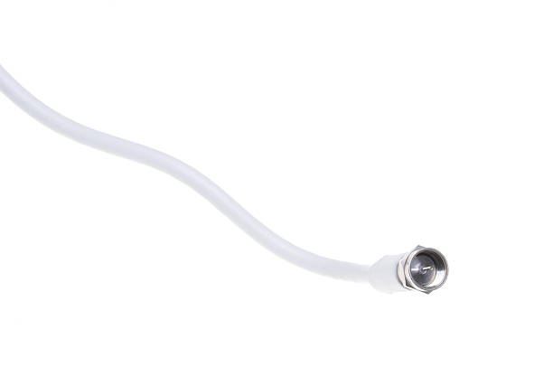 istock Coaxial tv cable with F connector close up 523439853