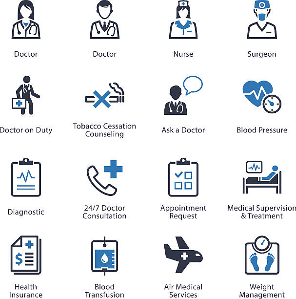 медицинский & health care icons set 2-услуги - nurse illness doctor heart disease stock illustrations