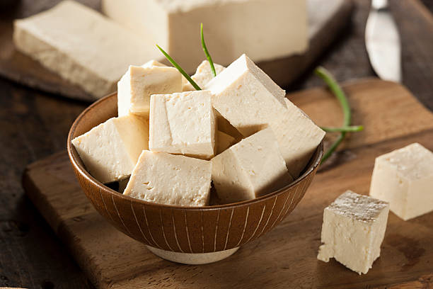 Organic Raw Soy Tofu stock photo