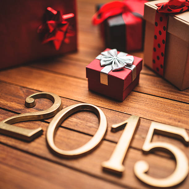 istock Gold 2015 New year text on christmas decoration 523445077