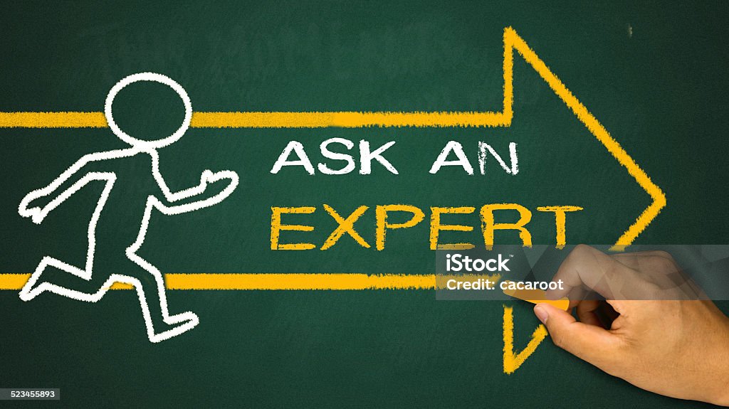ask an expert concept ask an expert concept:running person and arrow Achievement Stock Photo