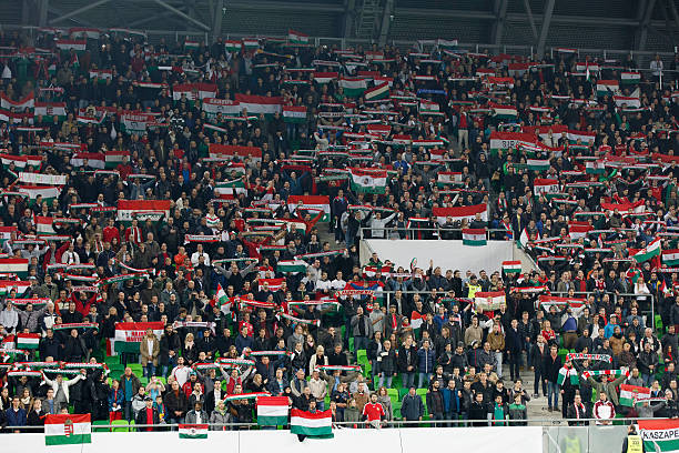 Hungary vs. Finland football match stock photo