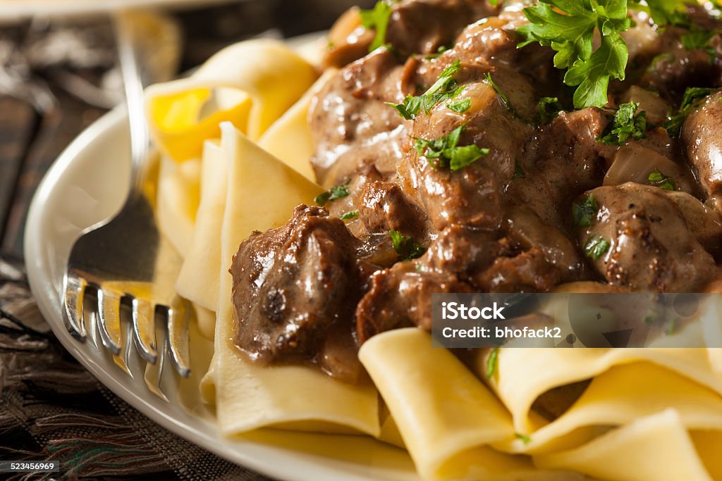 Homemade Hearty Beef Stroganoff Homemade Hearty Beef Stroganoff with Mushrooms and Noodles Beef Stroganoff Stock Photo