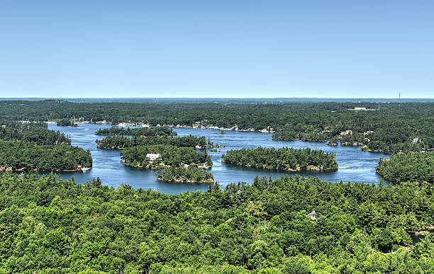 Thousand Islands Region from Above The Thousand Islands Region as seen from the Skydeck. lawrence kansas stock pictures, royalty-free photos & images