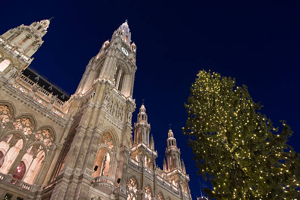 istock Vienna Rathaus (townhall) with a Christmas tree 523460441