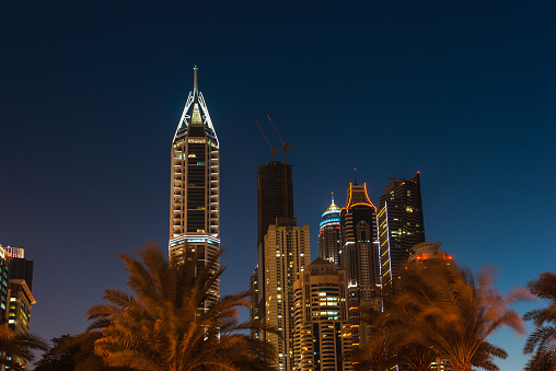 DUBAI, UAE - NOVEMBER 18: Nightlife in Dubai. UAE. November 18, 2012. Dubai was the fastest developing city in the world between 2002 and 2008.