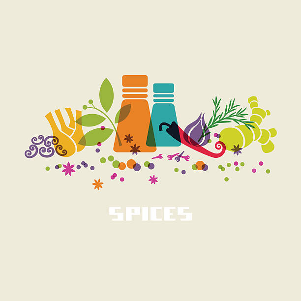 специи, травы».  знак питание - spice ginger cooking tasting stock illustrations