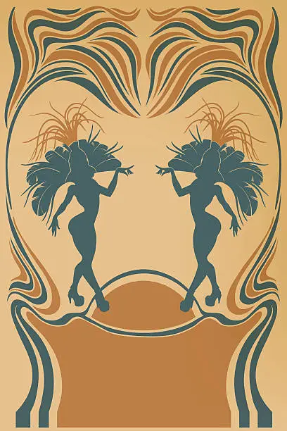 Vector illustration of Cabaret vintage affiche with samba queen