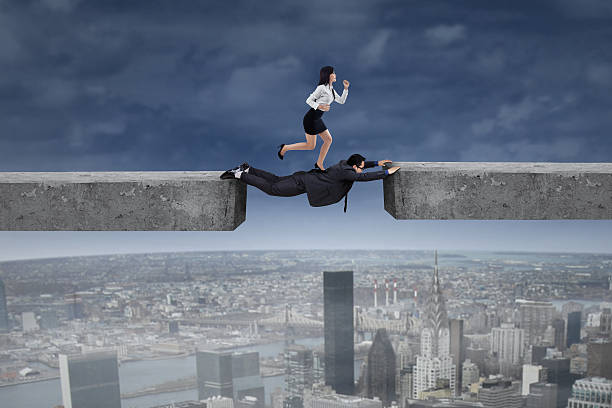 istock Business team try to past the obstacle 523471205
