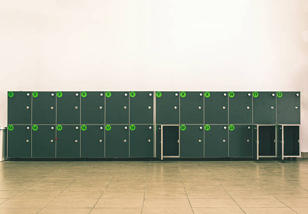 Personal lockers in the dressing room. Selective focus with shallow depth of field. Background