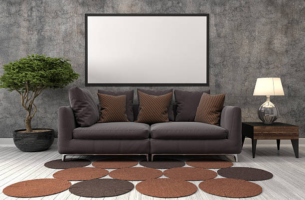 istock mock up poster frame in interior background. 3D Illustration 523471862
