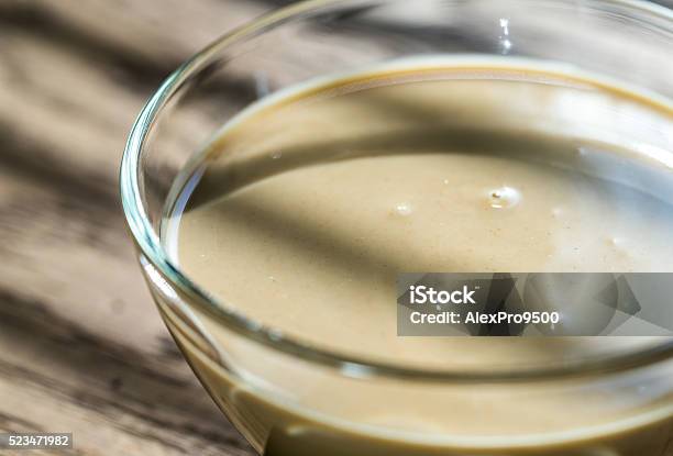 Bowl Of Tahini Stock Photo - Download Image Now - Approaching, Bowl, Burlap