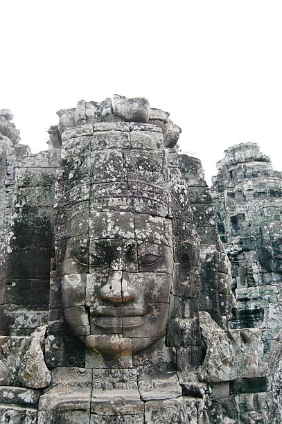 khmer prasat templo de bayon em angkor, siem reap, camboja - ankor imagens e fotografias de stock