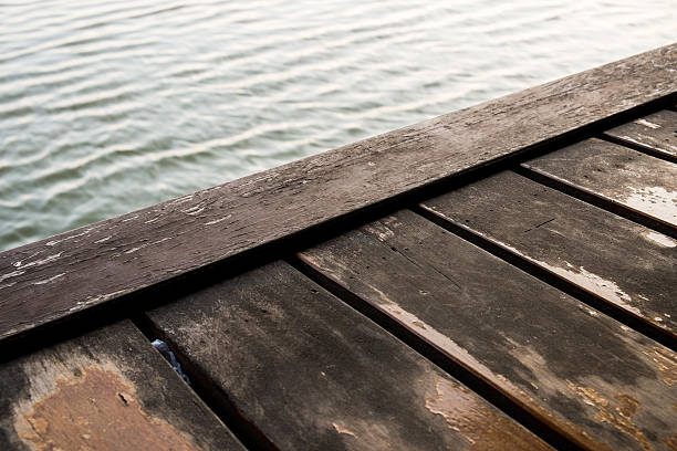 istock wooden platform on the lake 523473198
