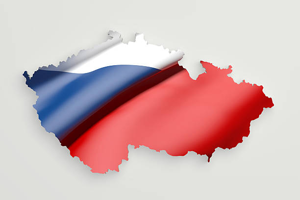 istock Silhouette of Czech Rep  map with flag 523473574