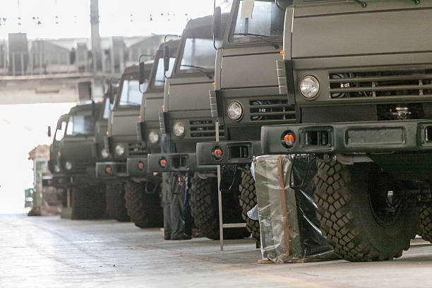 istock front bumper of trucks in a row 523473952