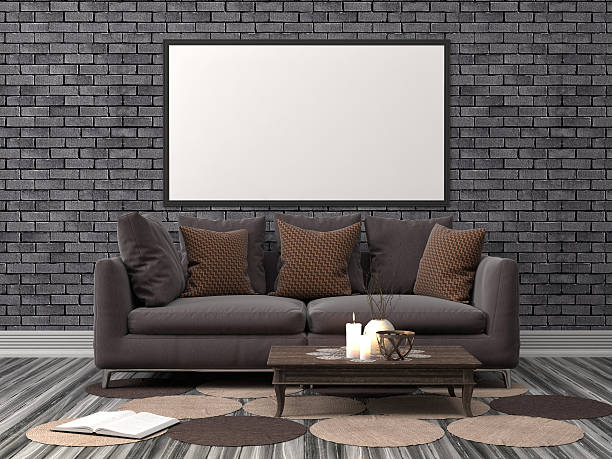 istock mock up poster frame in interior background. 3D Illustration 523474060
