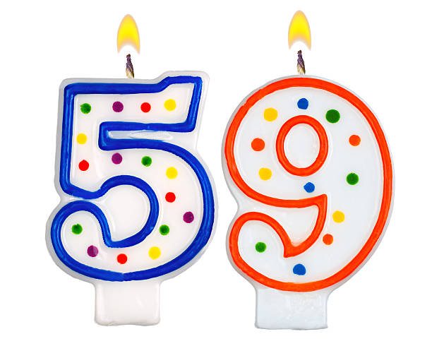 Birthday Candles Number Fifty Nine Isolated On White Background Stock Photo - Download Image Now - iStock