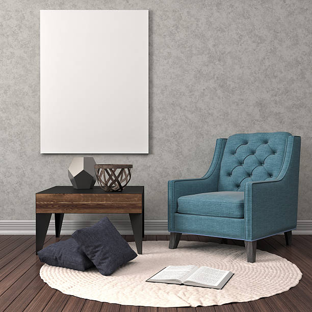 istock mock up poster frame in interior background. 3D Illustration 523475878