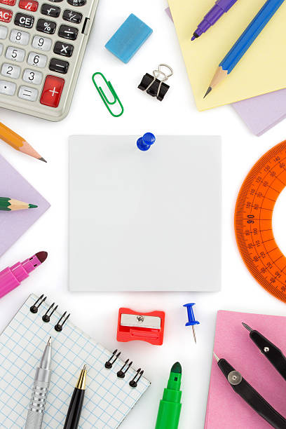istock school supplies and note paper 523476123