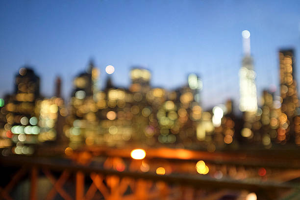 Blurred Lights in New York Skyline