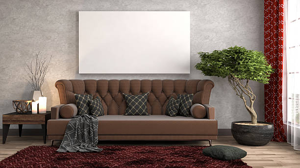 istock mock up poster frame in interior background. 3D Illustration 523477662