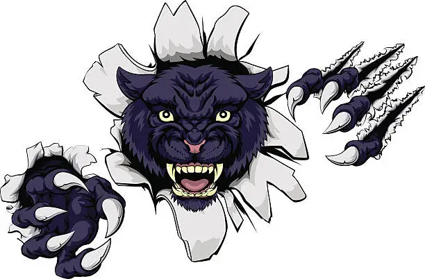 Vector illustration of Mean Black Panther Mascot