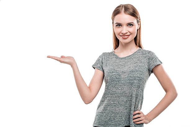 istock Beautiful young woman on white background 523480114