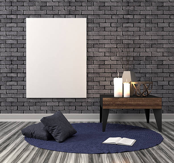 istock mock up poster frame in interior background. 3D Illustration 523480610