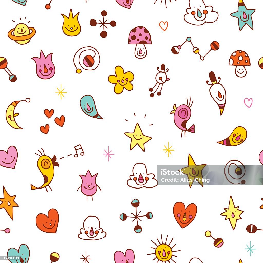 Cartoon Background Pattern Cartoon Characters Seamless Pattern Stock Illustration - Download Image ...
