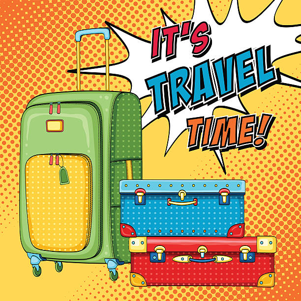 トラベルポップアートの背景バッグをスーツケースの スタック (スタック) - luggage packing suitcase old点のイラスト素材／クリップアート素材／マンガ素材／アイコン素材