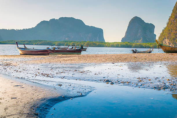 istock Beach and tropical sea with long-tail boat in thailand 523482738