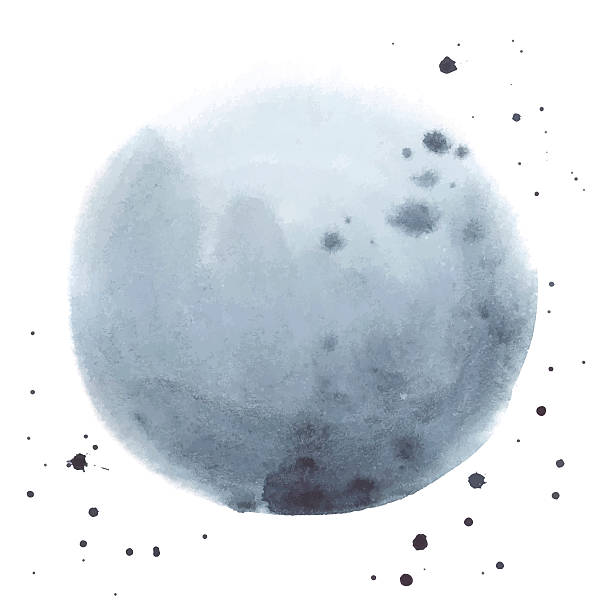 Watercolor abstract grey stain made in vector Watercolor abstract grey stain with splashes isolated on white background. Hand painted circle shape background. Made in vector. Each splash is separately. moon drawings stock illustrations