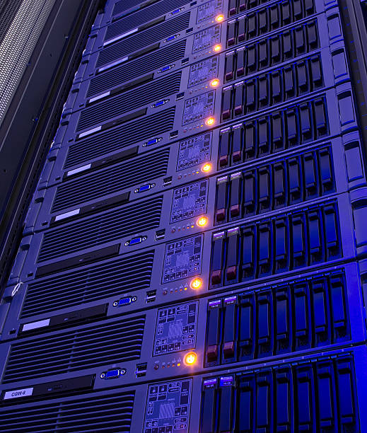 istock Modern storage of blade servers in the data center vertical 523486300