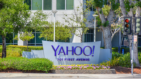Sunnyvale, CA, USA - Apr. 23, 2016: Yahoo Inc. Headquarters. Yahoo Inc. is an American multinational technology company that is globally known for its Web portal, search engine Yahoo! Search, and related services.