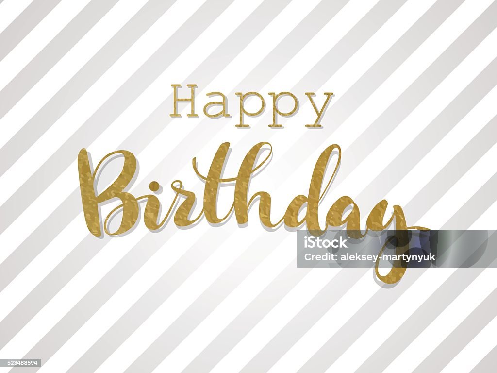 Handwritten inscription Happy Birthday in gold design. Handwritten inscription Happy Birthday in gold design. For the greeting card. Birthday Card stock vector