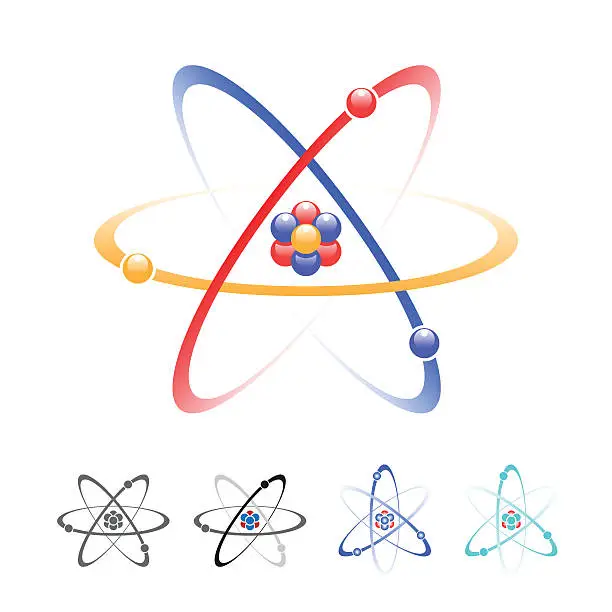 Vector illustration of Atom color icons