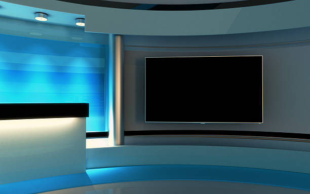 Tv Studio. News studio. The perfect backdrop for any green screen or chroma key video or photo production. stage set stock pictures, royalty-free photos & images