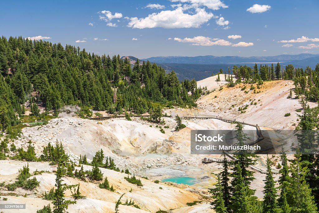 Lassen Volcanic National Park Geothermal pool at Bumpass Hell, Lassen Volcanic National Park California. Lassen Volcanic National Park Stock Photo