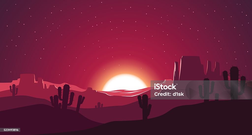 Desert at sunset illustration Desert at sunset illustration in vector Desert Area stock vector