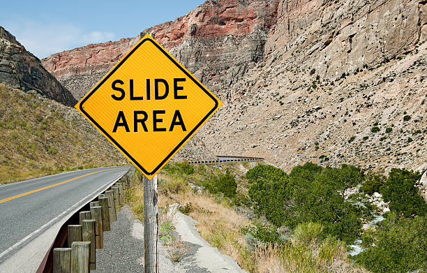 istock Rock Slide Area Warning Sign 523495498