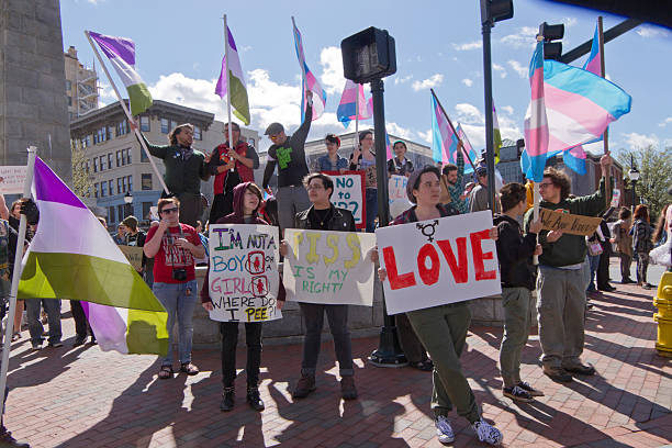 HB2 Transgender Rally in Asheville, NC stock photo