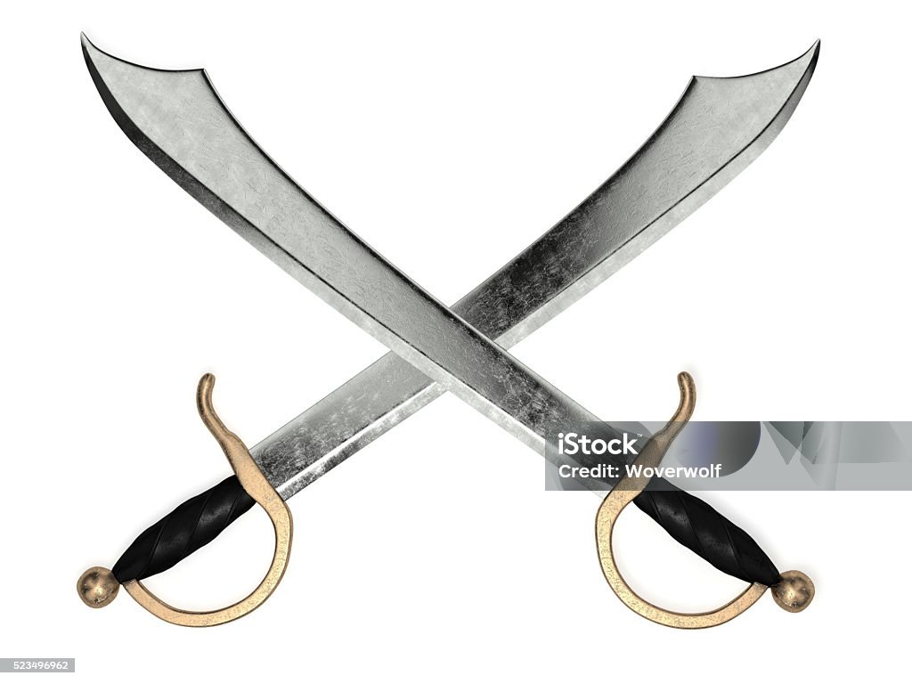 double cutlass double cutlass on white Pirate - Criminal Stock Photo